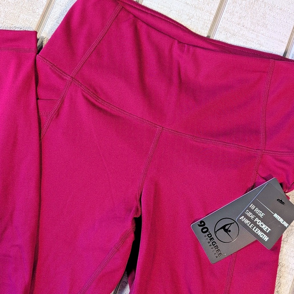 90 Degree Reflex Ankle Leggings Pants Women's Size S Burgundy High Rise - Active